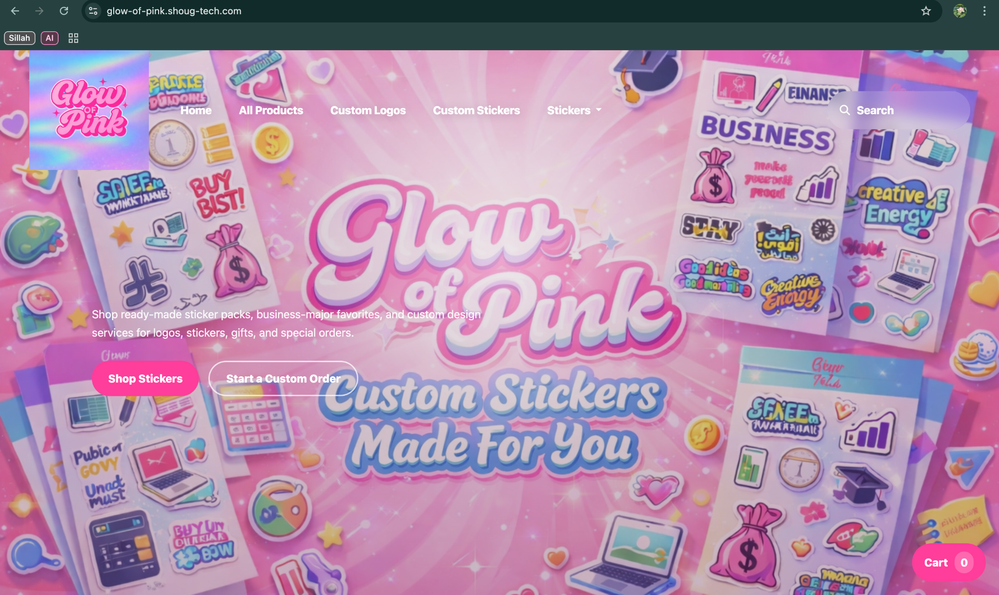 New Glow of Pink website