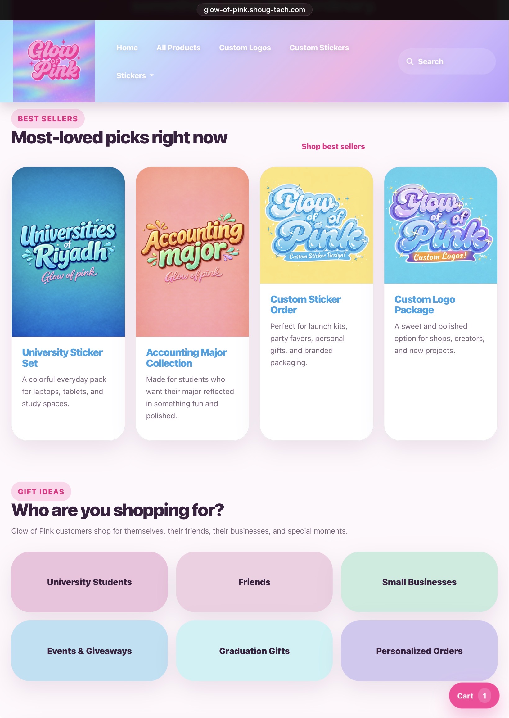 Glow of Pink after redesign homepage on iPad