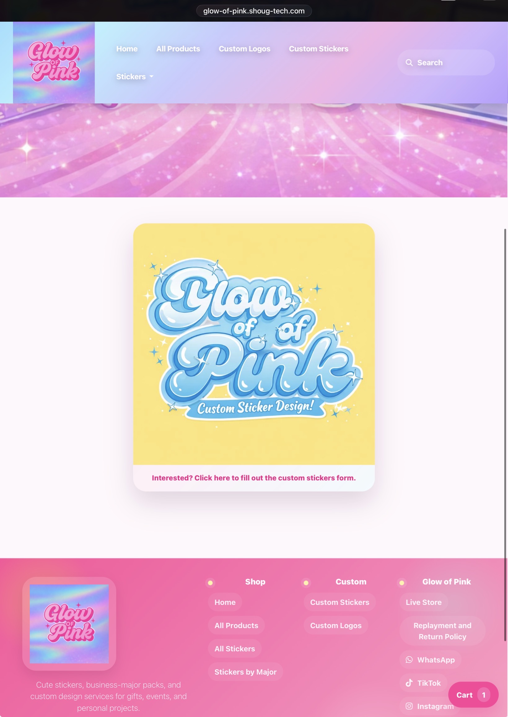 Glow of Pink after redesign secondary specific page on iPad