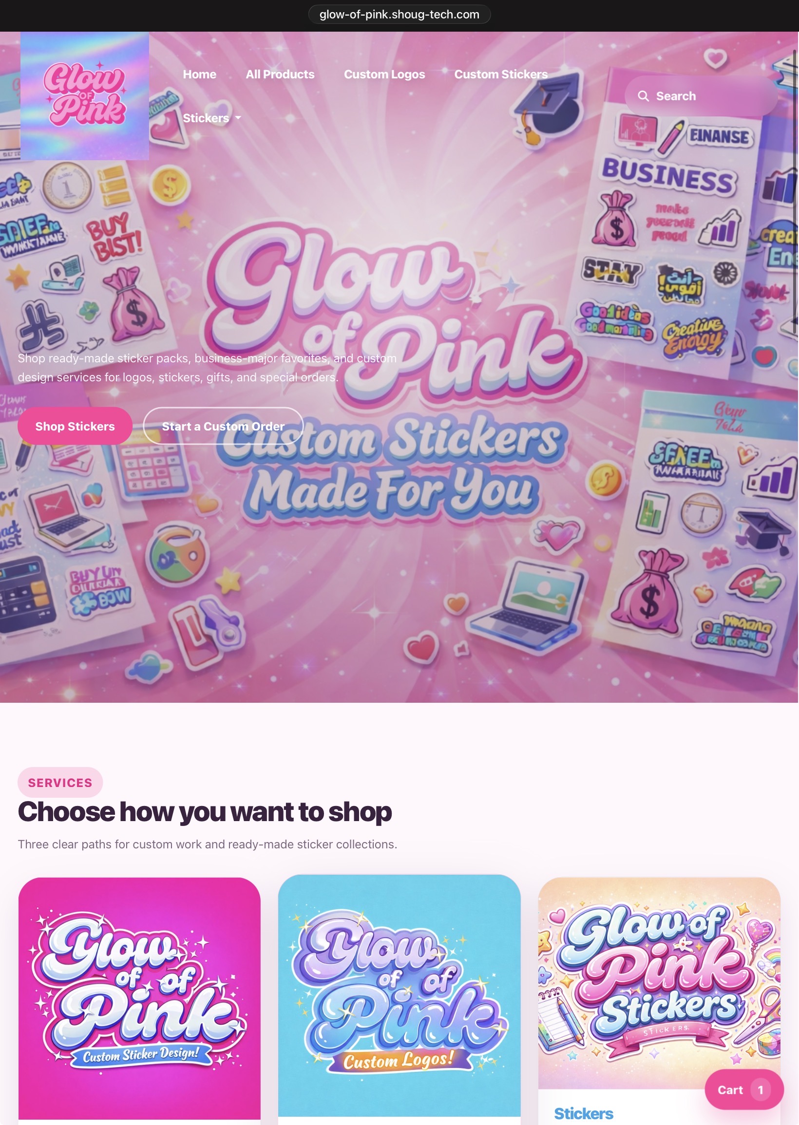 Glow of Pink after redesign welcome page on iPad