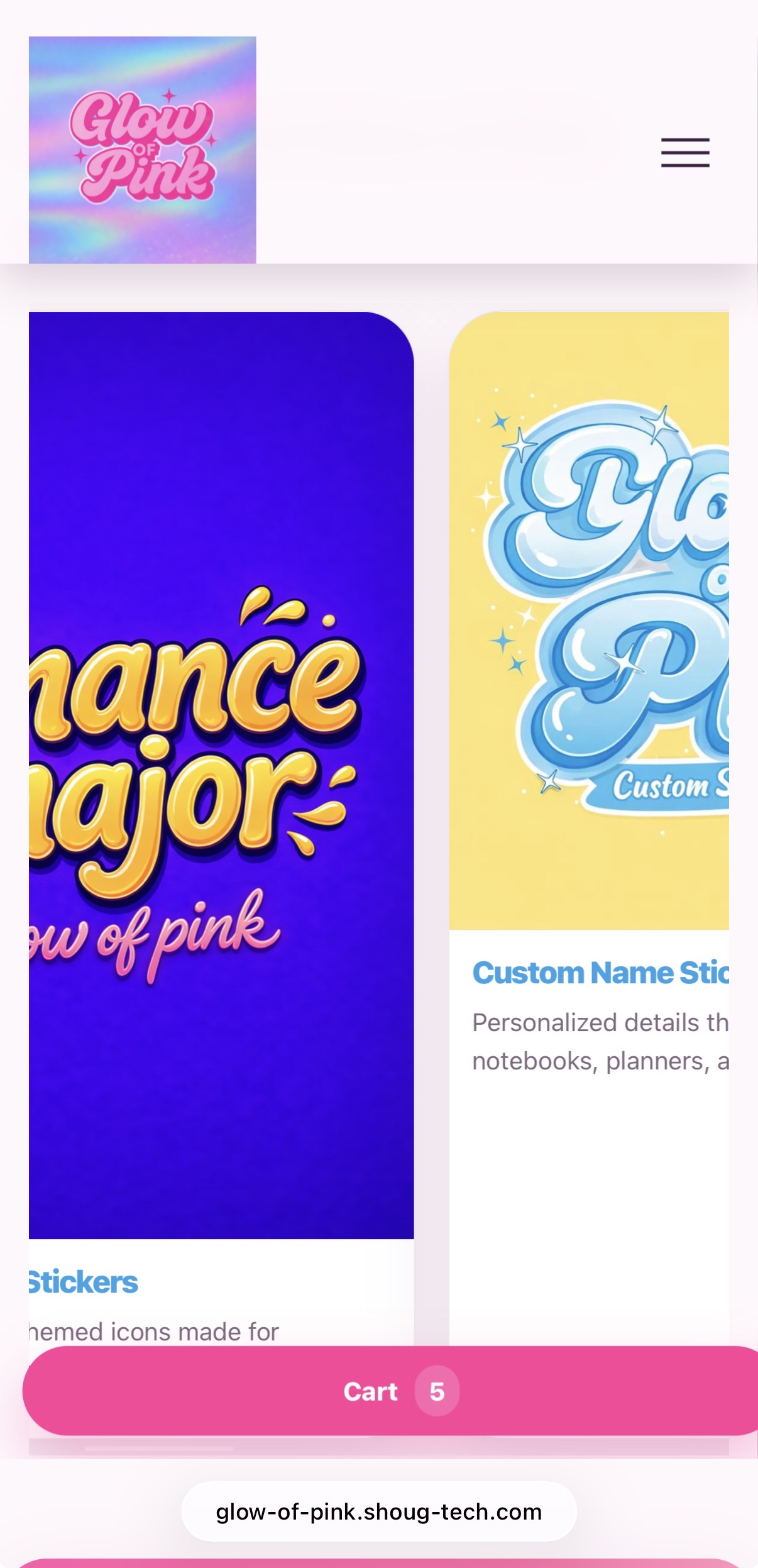 Glow of Pink after redesign sliding navigation on phone