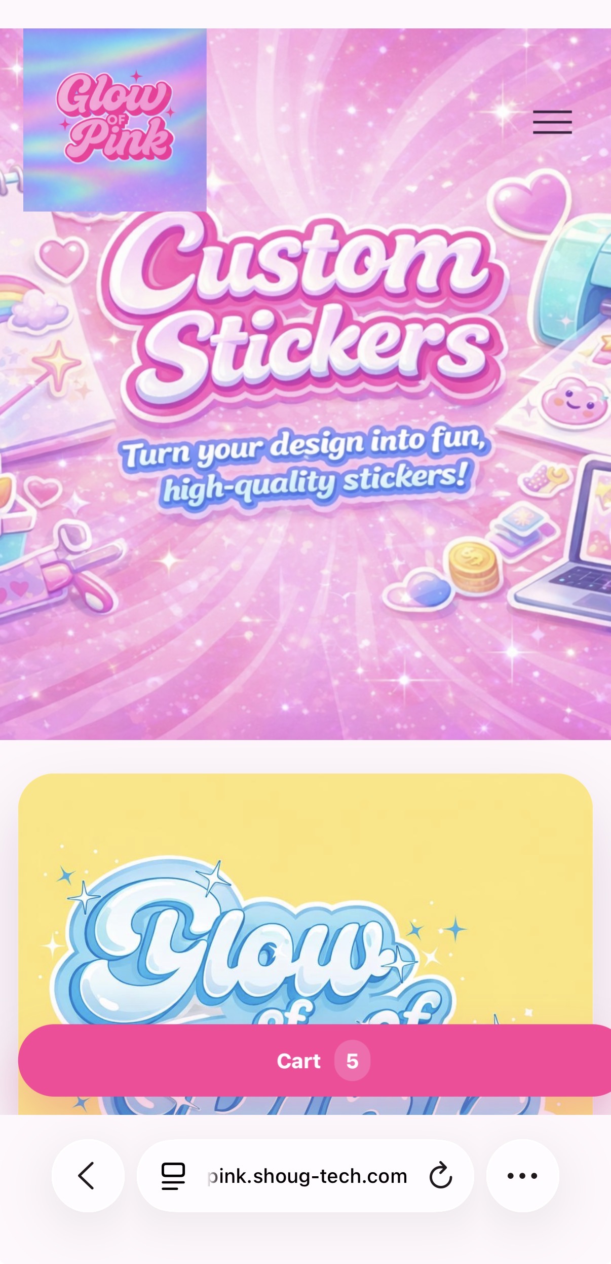 Glow of Pink after redesign secondary section on phone