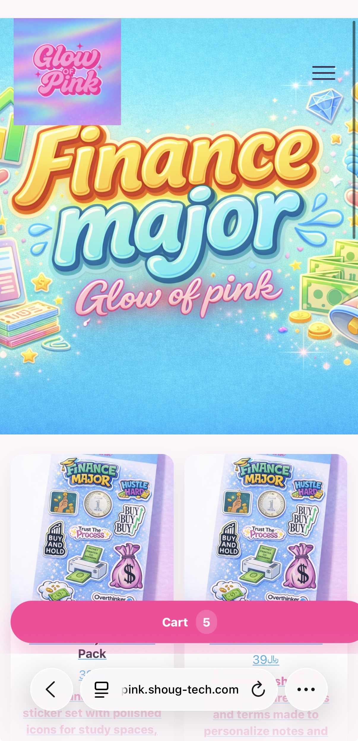 Glow of Pink after redesign third section on phone