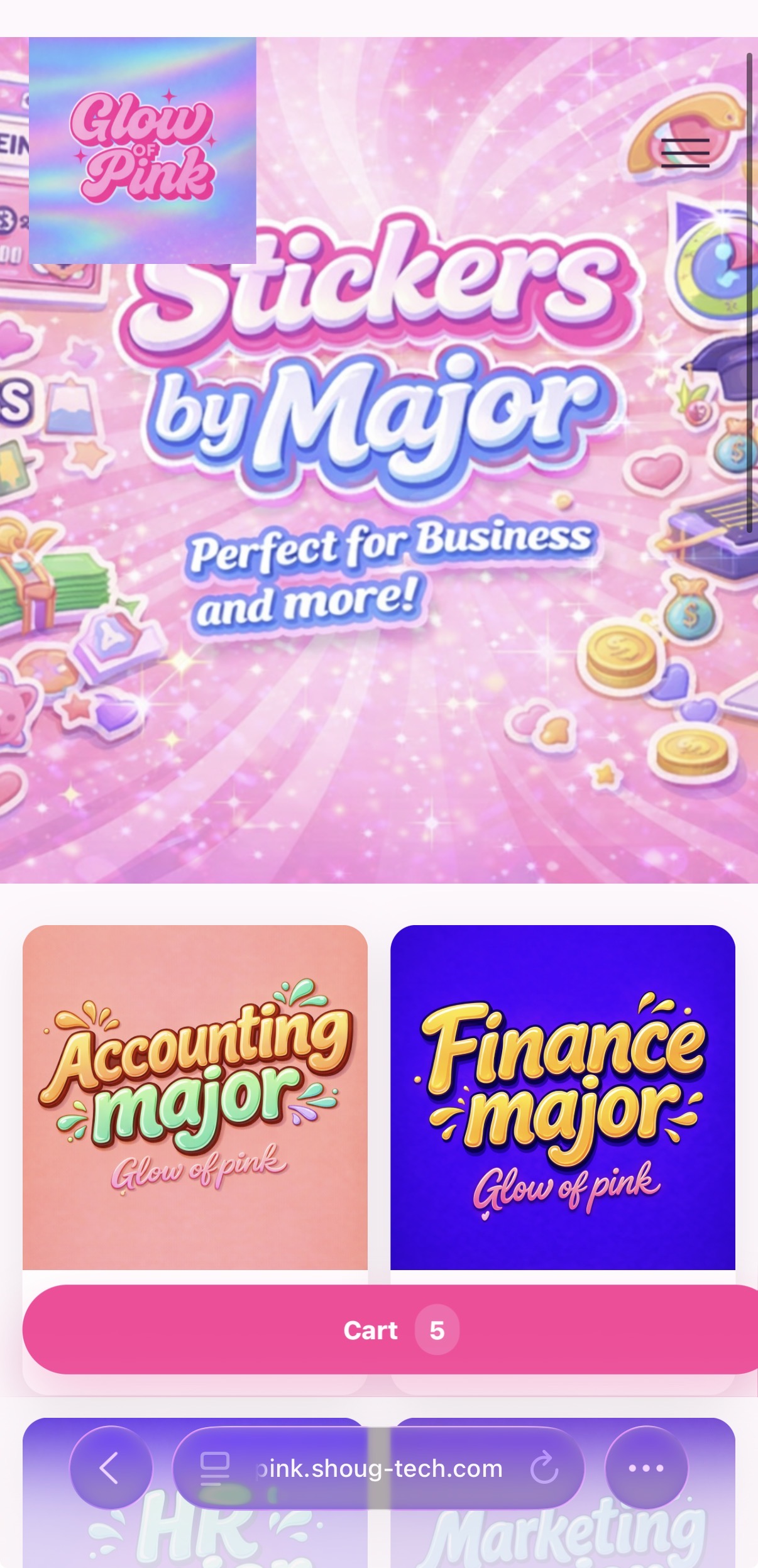 Glow of Pink after redesign specific section on phone